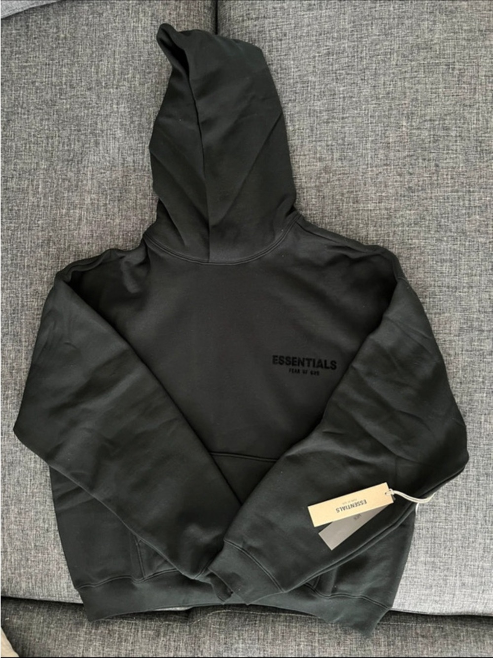 New Essentials Black Logo Hoodie with dust bag